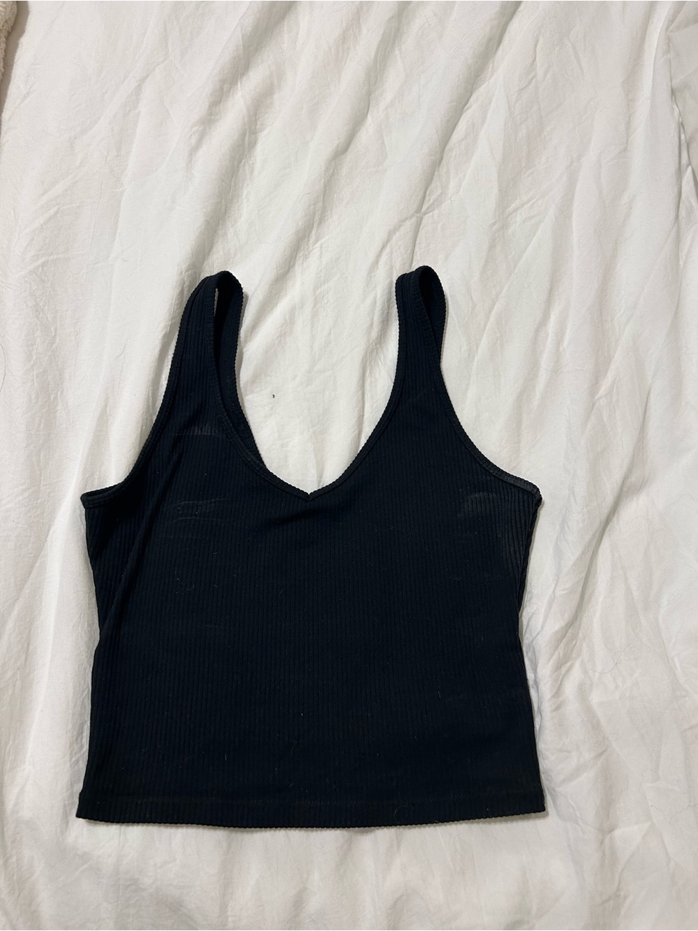 Hollister Black Ribbed V-Neck Tank Top - Women